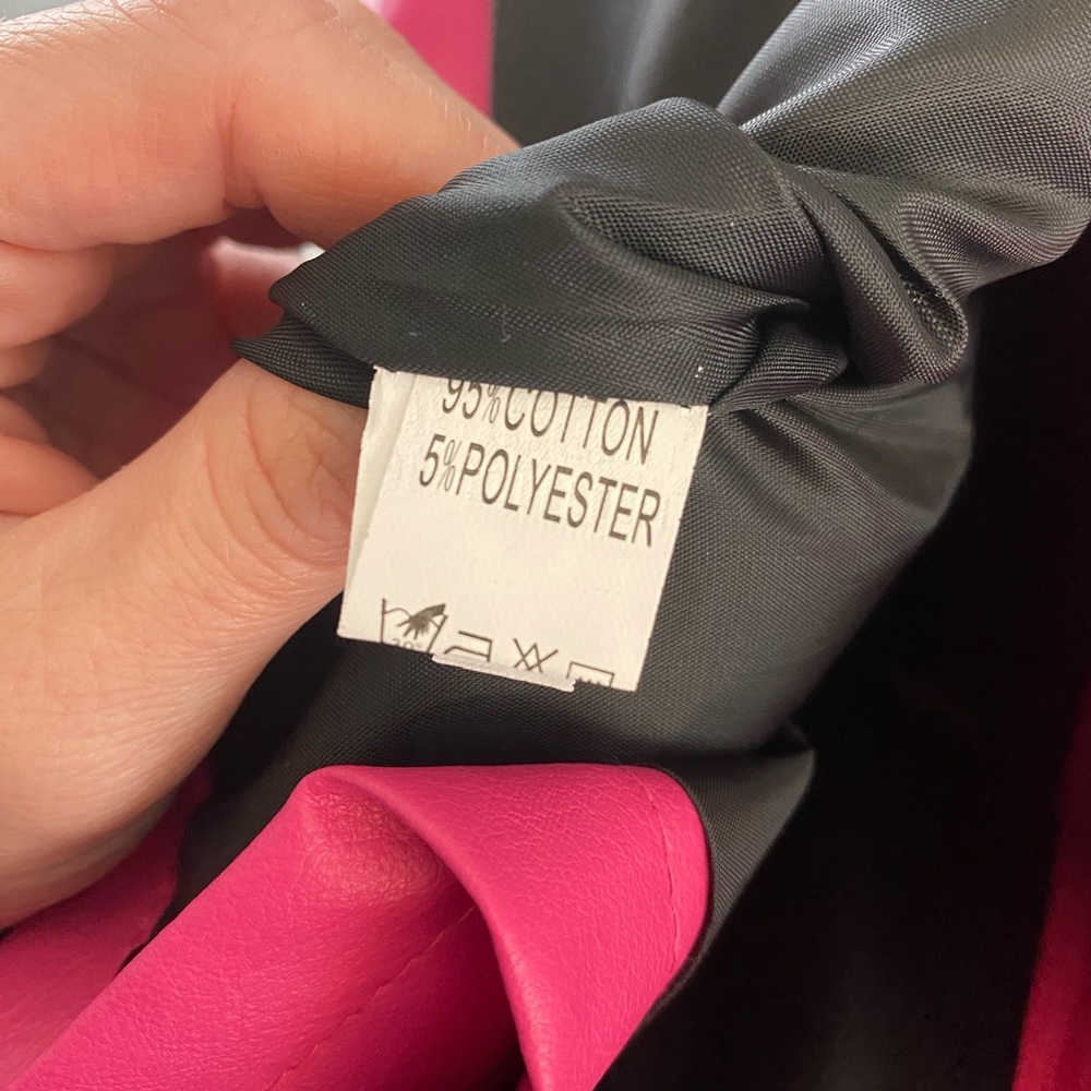 NEW, Women's Pink & Black Cropped Faux Leather Bomber Jacket - Picture 9 of 9